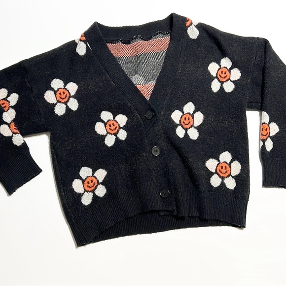 Sweaters | Smiley Face Flower Cardigan 